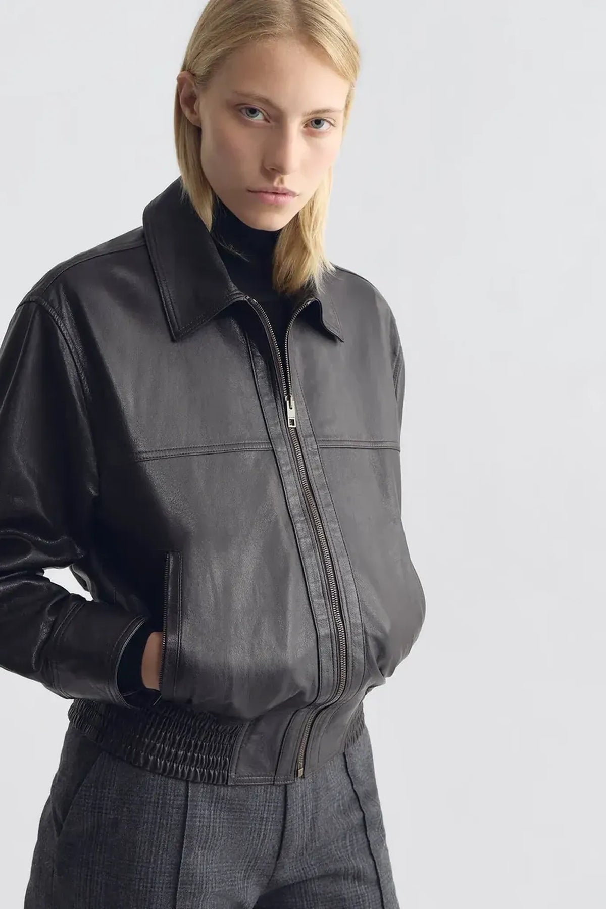 Lederjacke Aime Bomber in Brown