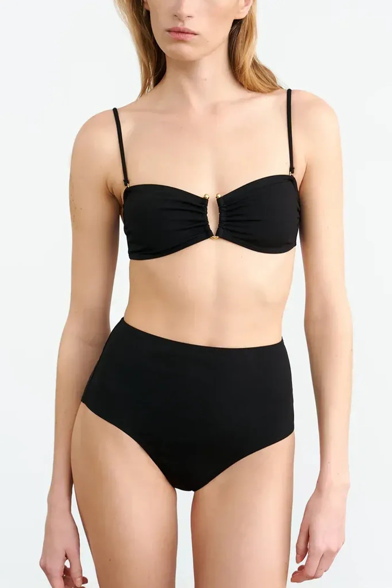 High waisted bikini bottom in black