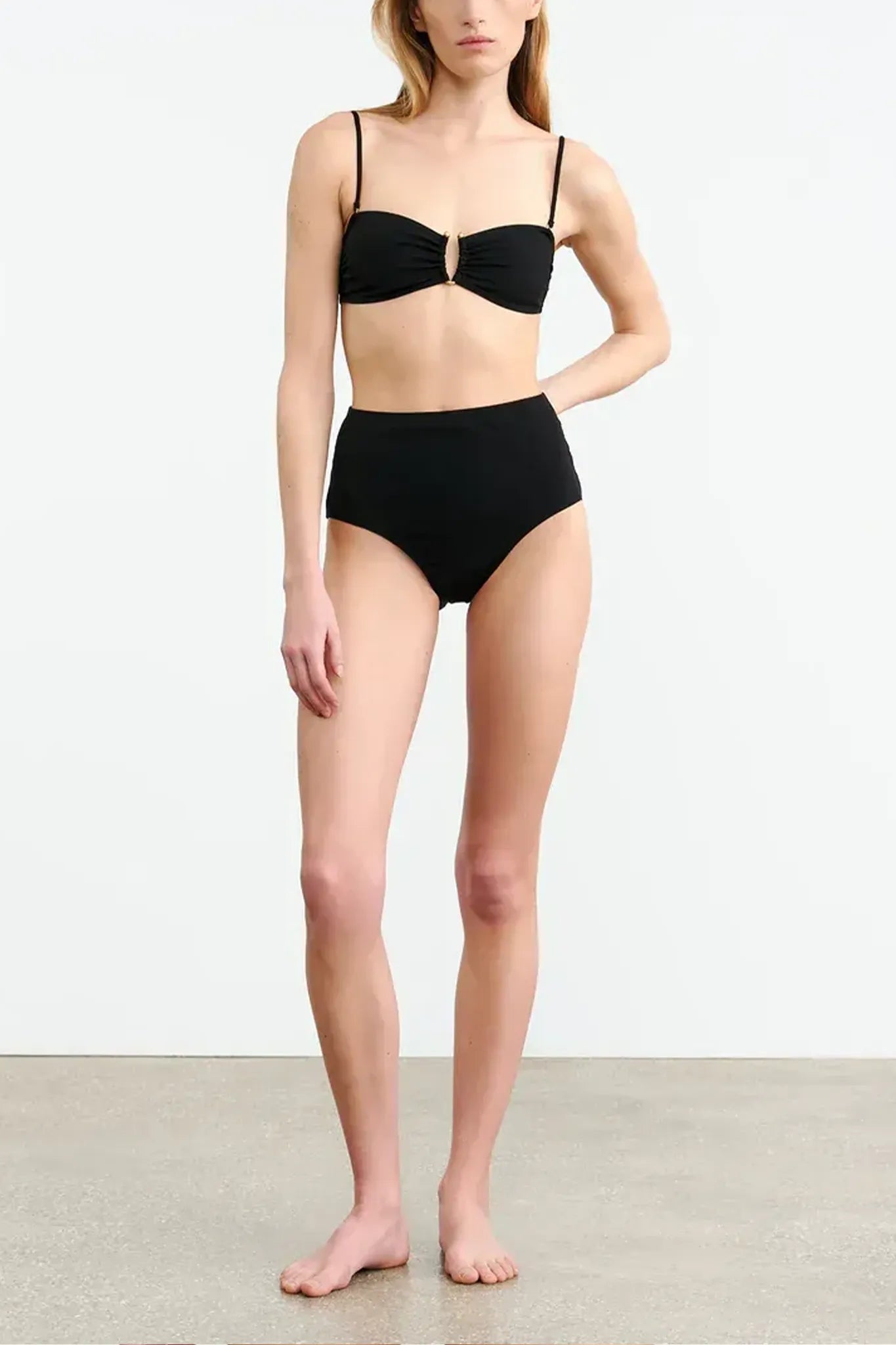 High waisted bikini bottom in black