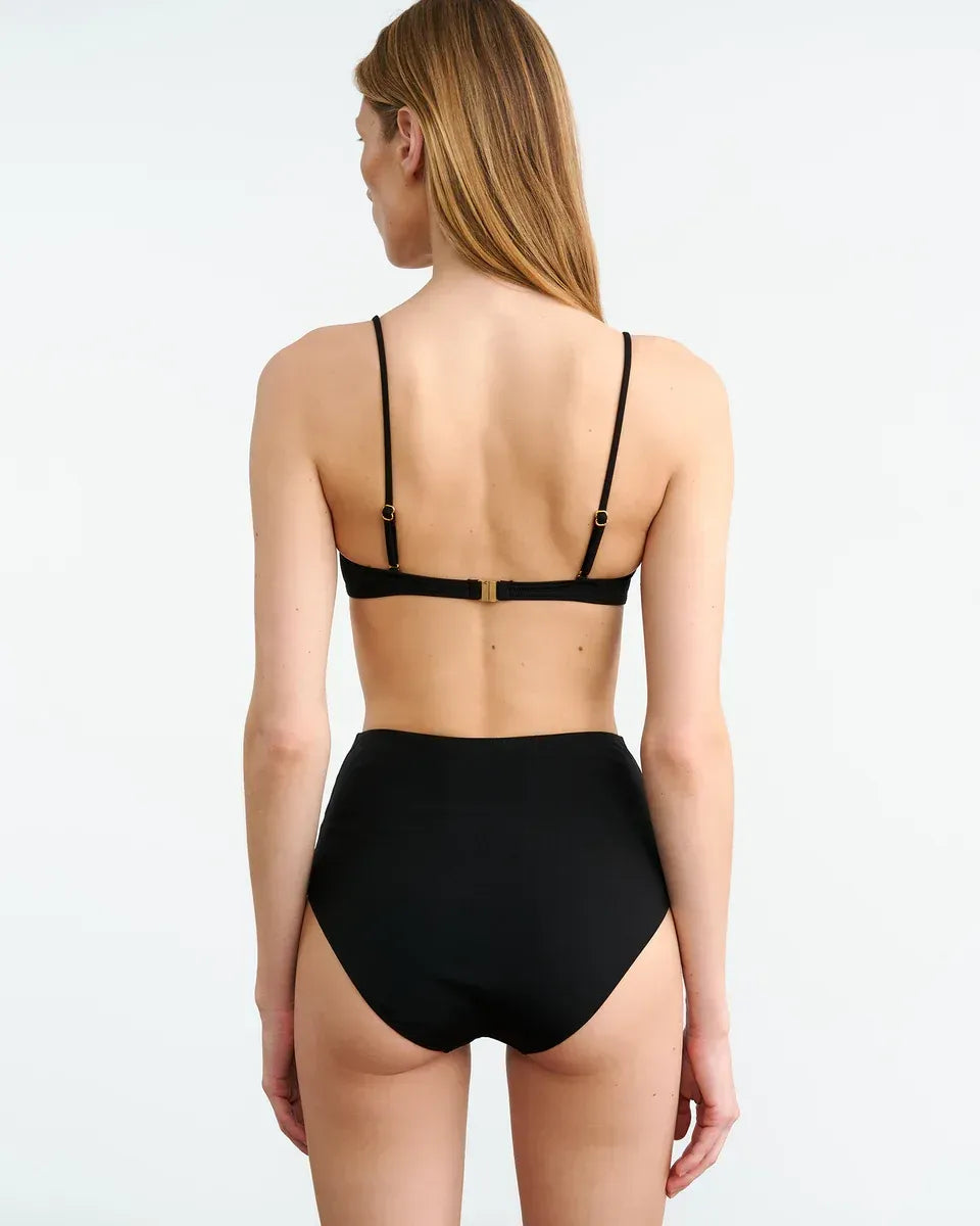High waisted bikini bottom in black