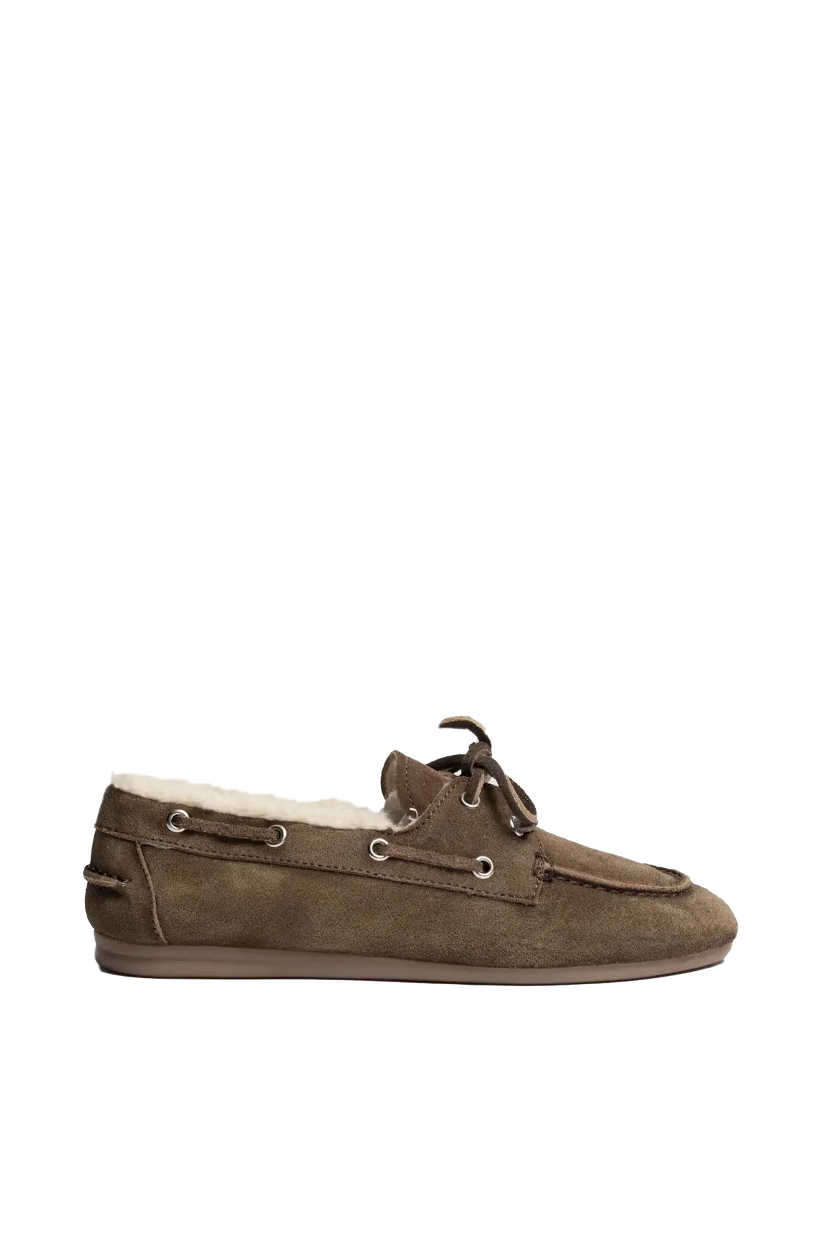 Boat Loafer Brushed Fur Suede in Dark Brown