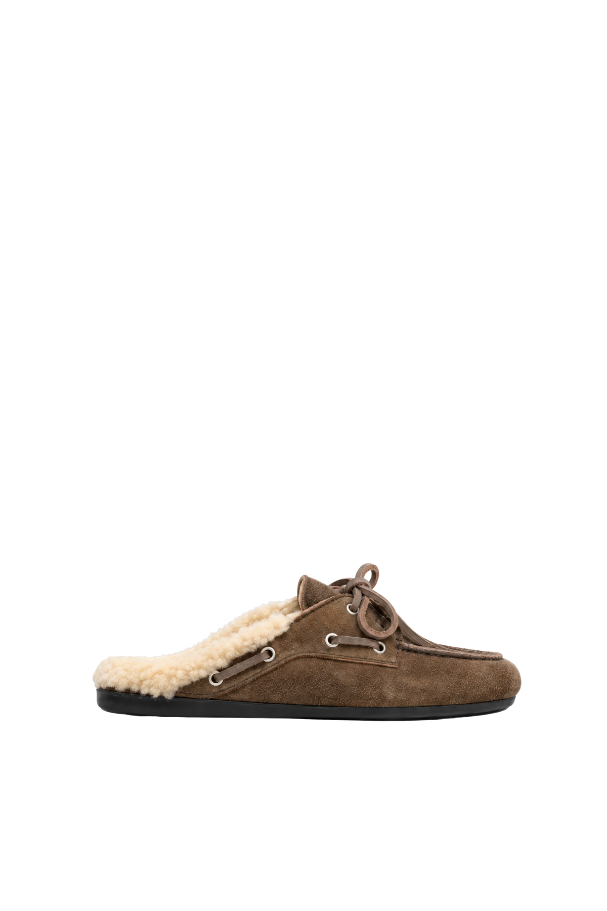 Boat Loafer Mule Fur Brushed in Daytona Grey