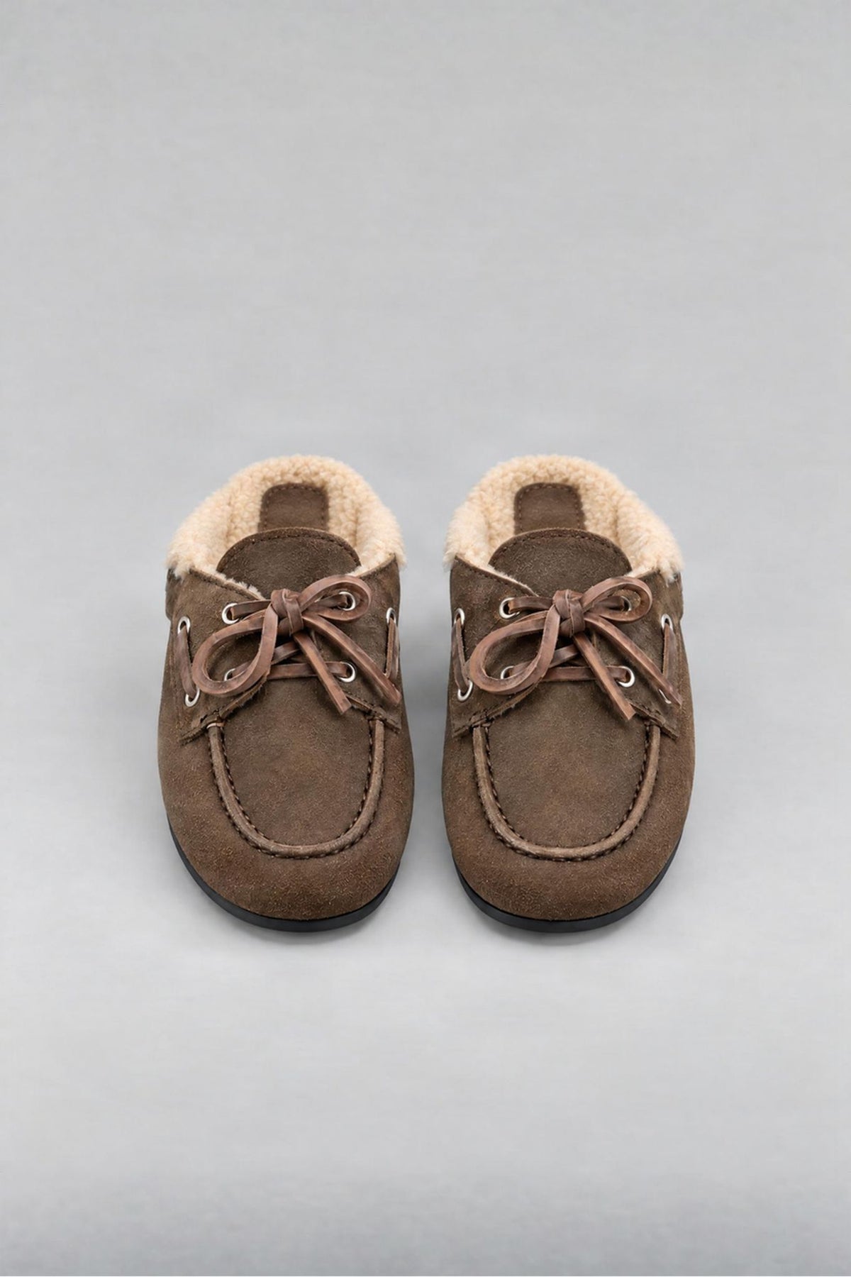 Boat Loafer Mule Fur Brushed in Daytona Grey