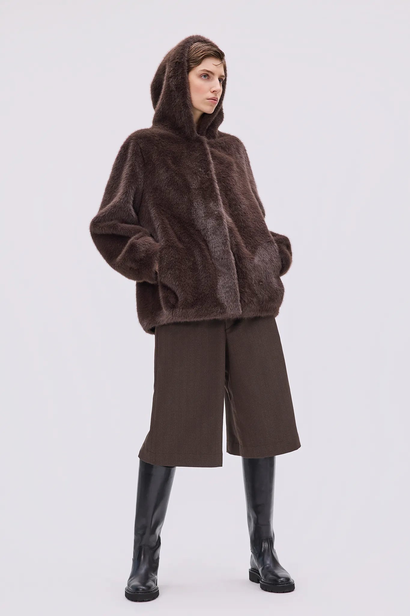 Jacke Hovy Faux Fur in Brown