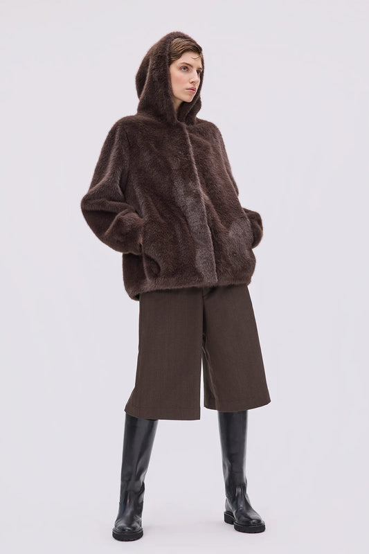Jacke Hovy Faux Fur in Brown
