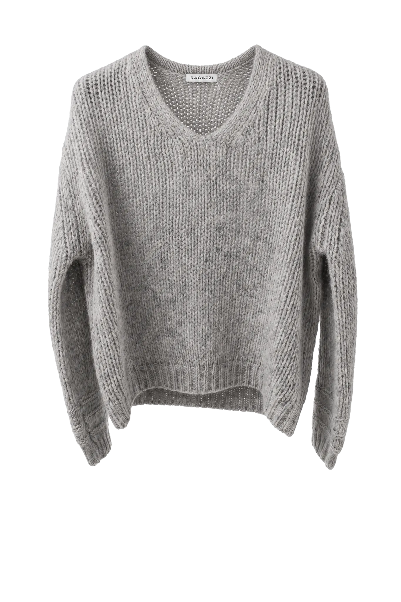 Pullover Oversized V-Neck in Light Grey