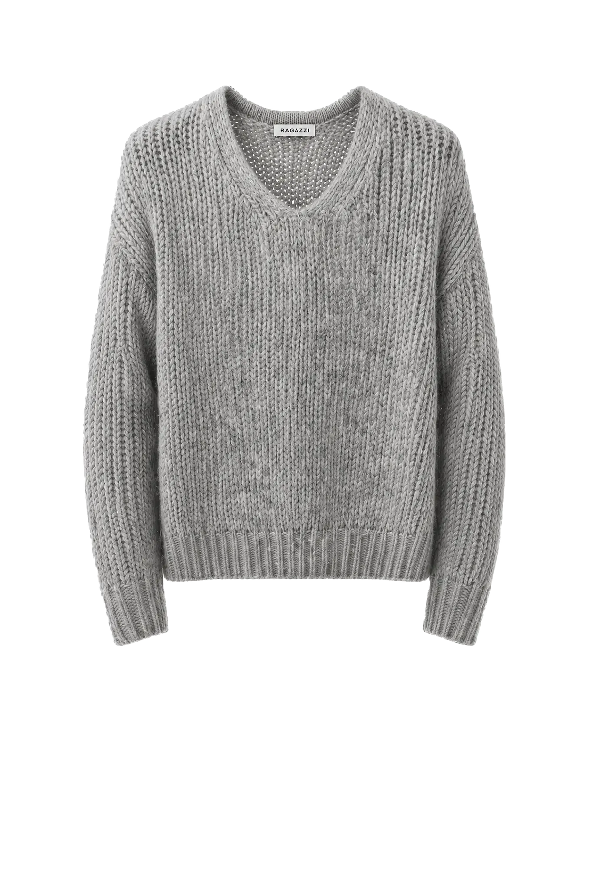 Pullover Oversized V-Neck in Light Grey