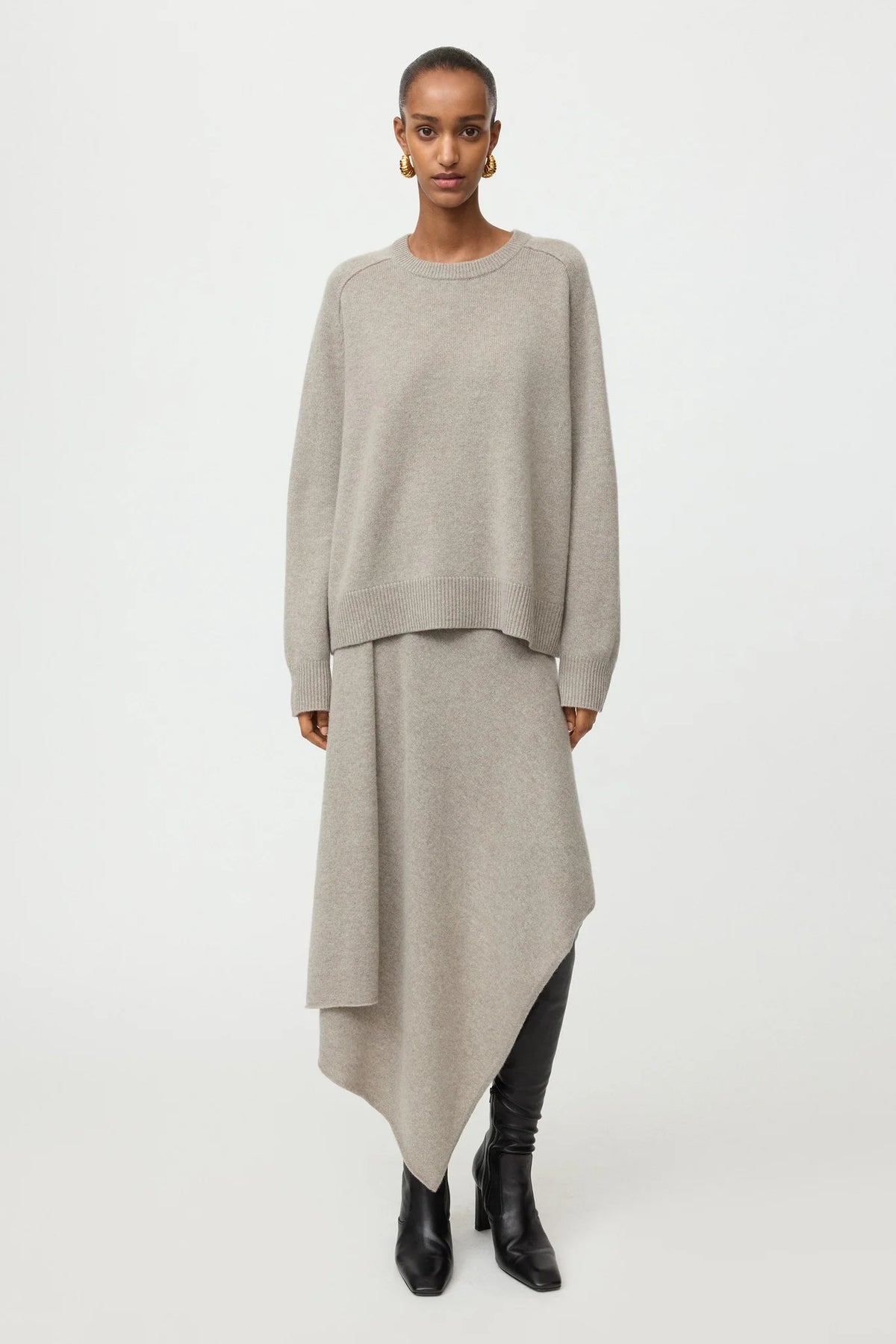 Pullover Boyfriend Crewneck in Greige