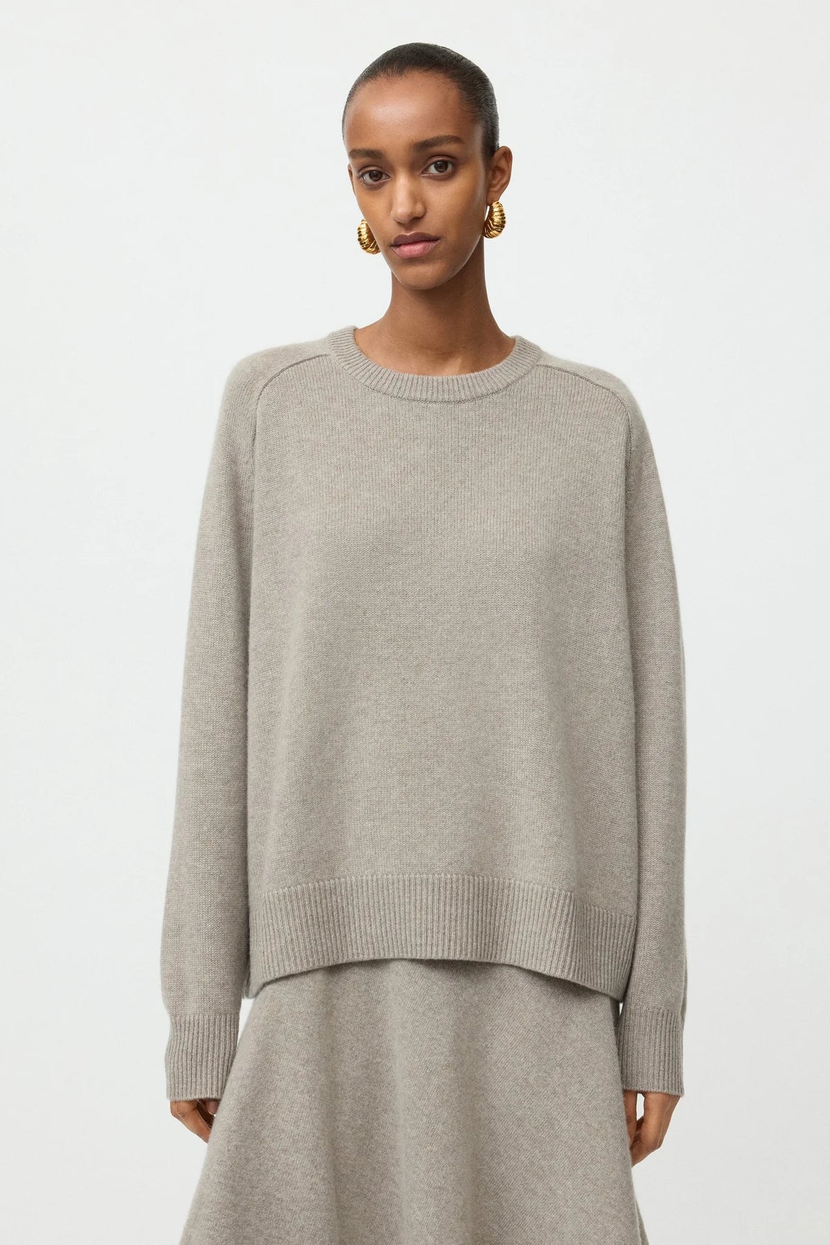 Pullover Boyfriend Crewneck in Greige