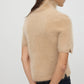 Pullover Brushed Short Sleeve Turtleneck in Camel