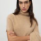 Pullover Brushed Short Sleeve Turtleneck in Camel