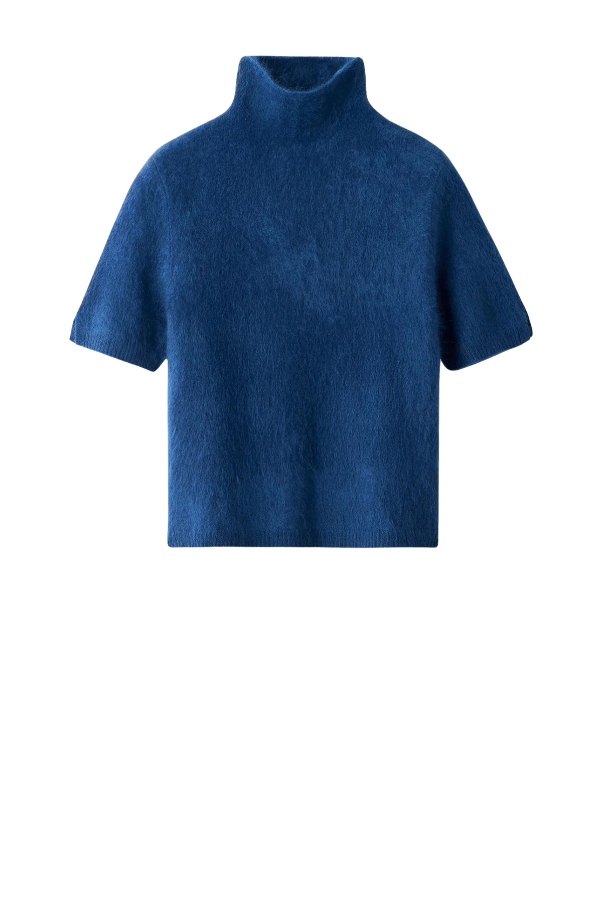 Pullover Brushed Short Sleeve Turtleneck in Ink Blue