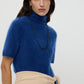 Pullover Brushed Short Sleeve Turtleneck in Ink Blue