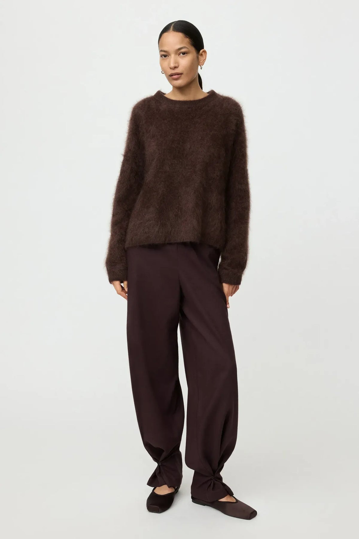 Pullover Brushed Boyfriend Crewneck in Mocha