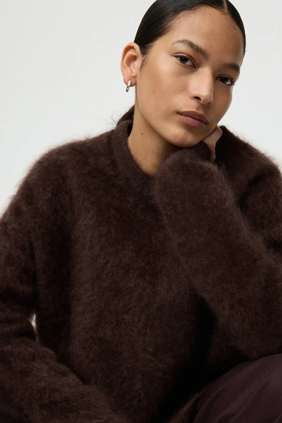 Pullover Brushed Boyfriend Crewneck in Mocha