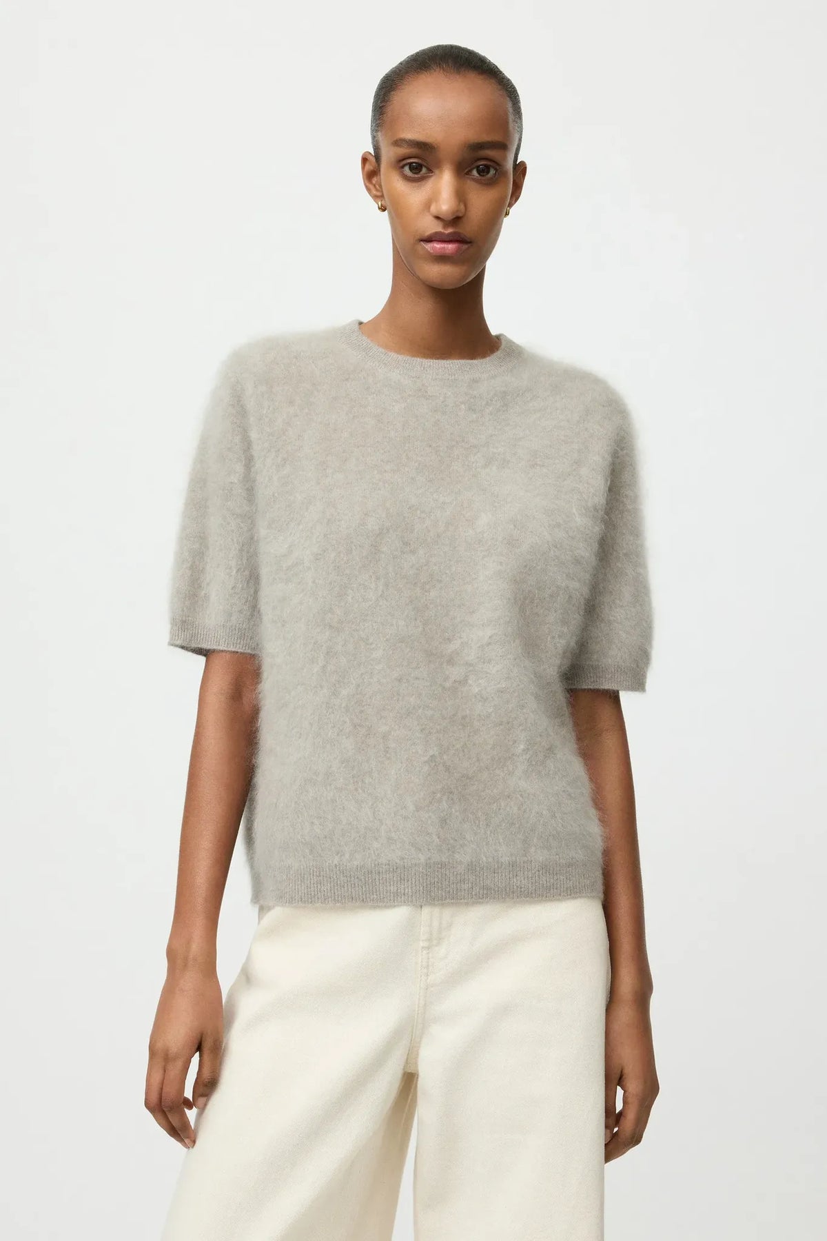 Pullover Brushed Short Sleeve in Greige