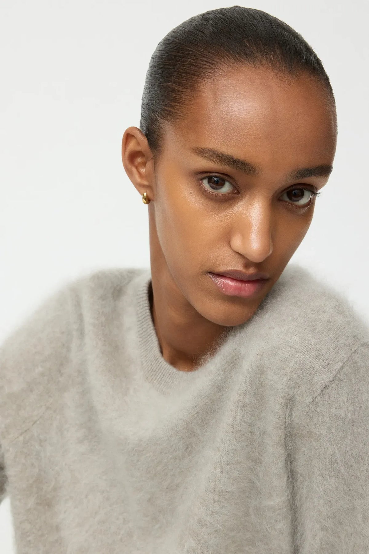 Pullover Brushed Short Sleeve in Greige
