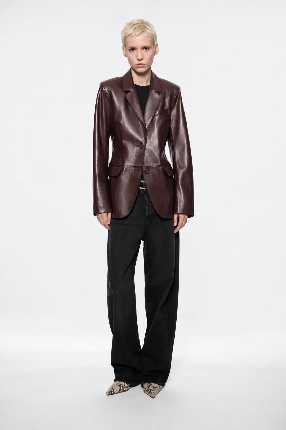 Lederblazer Mina in Deep Burgundy