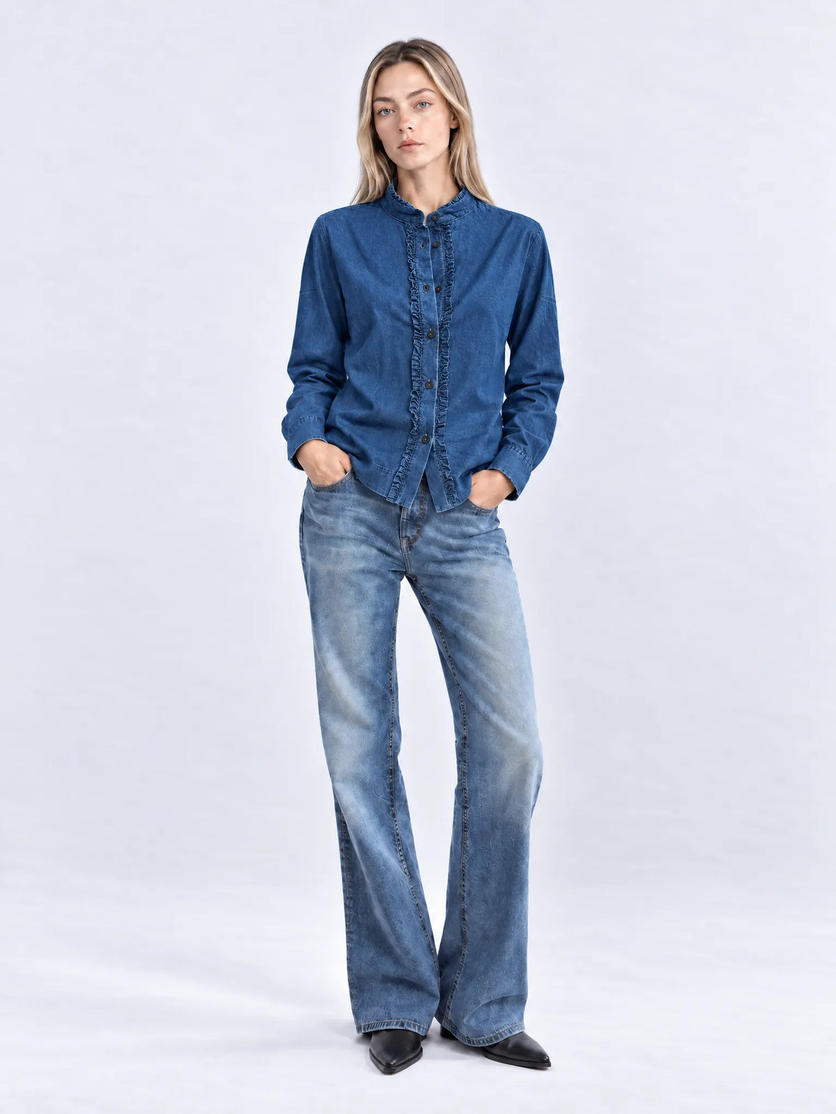 Denim Bluse Emma in Stone