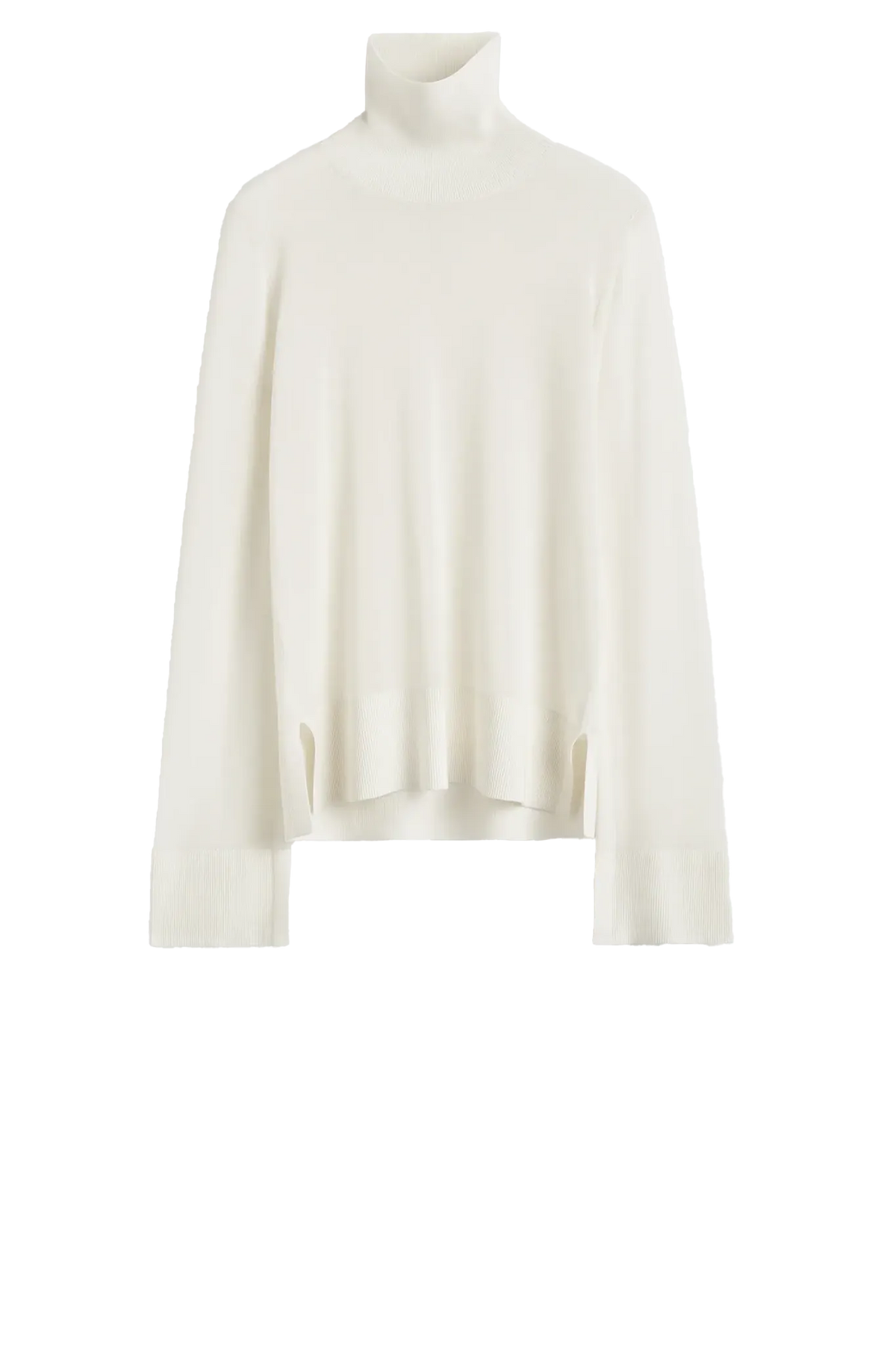 Pullover Slit Sleeve Turtleneck in White