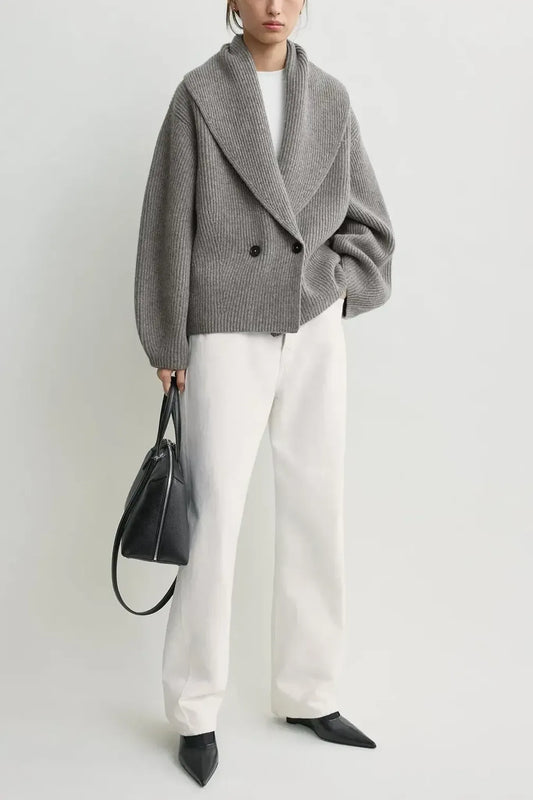 Cardigan Shawl-Lapel in Mid Gray Melange