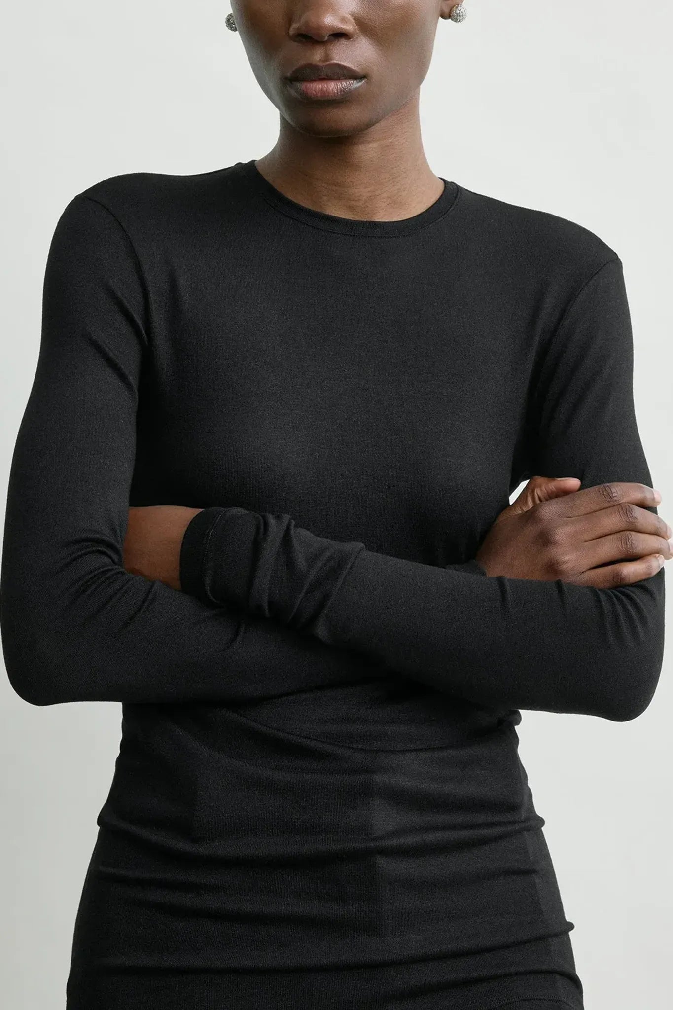 Long-sleeved jersey in black