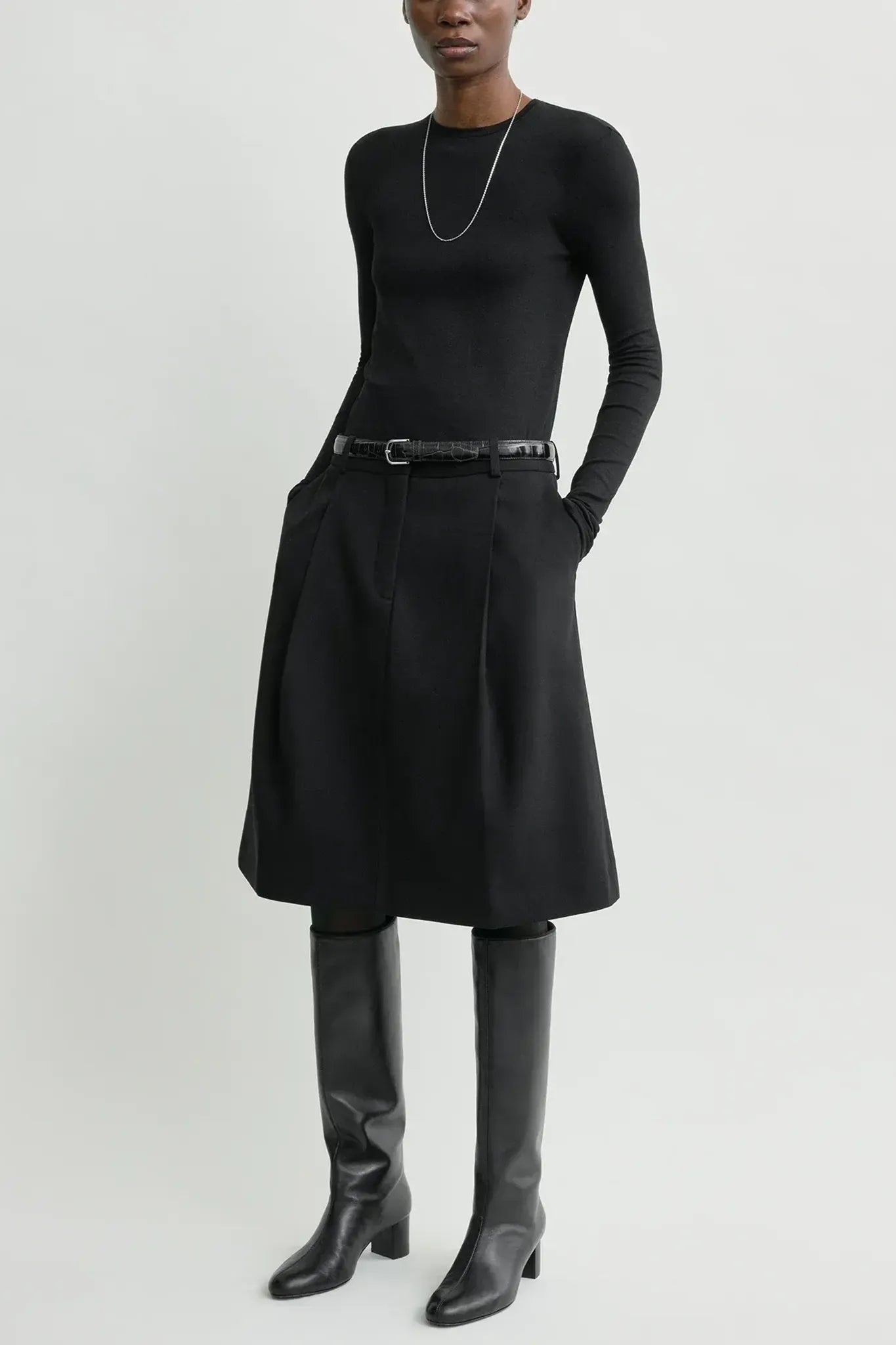 Long-sleeved jersey in black