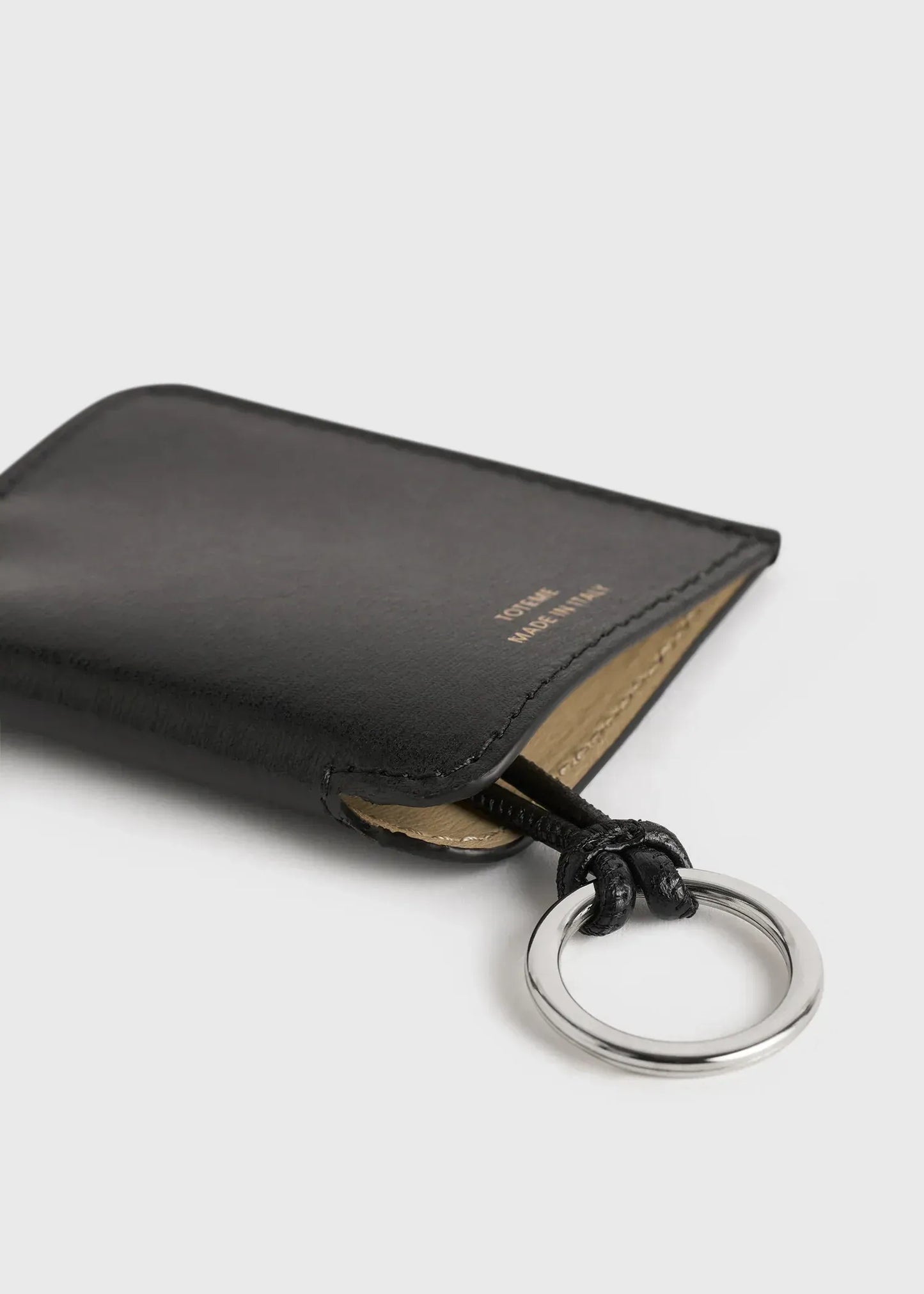 Leather keychain in black