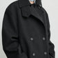 Broad Peacoat Coat in Black