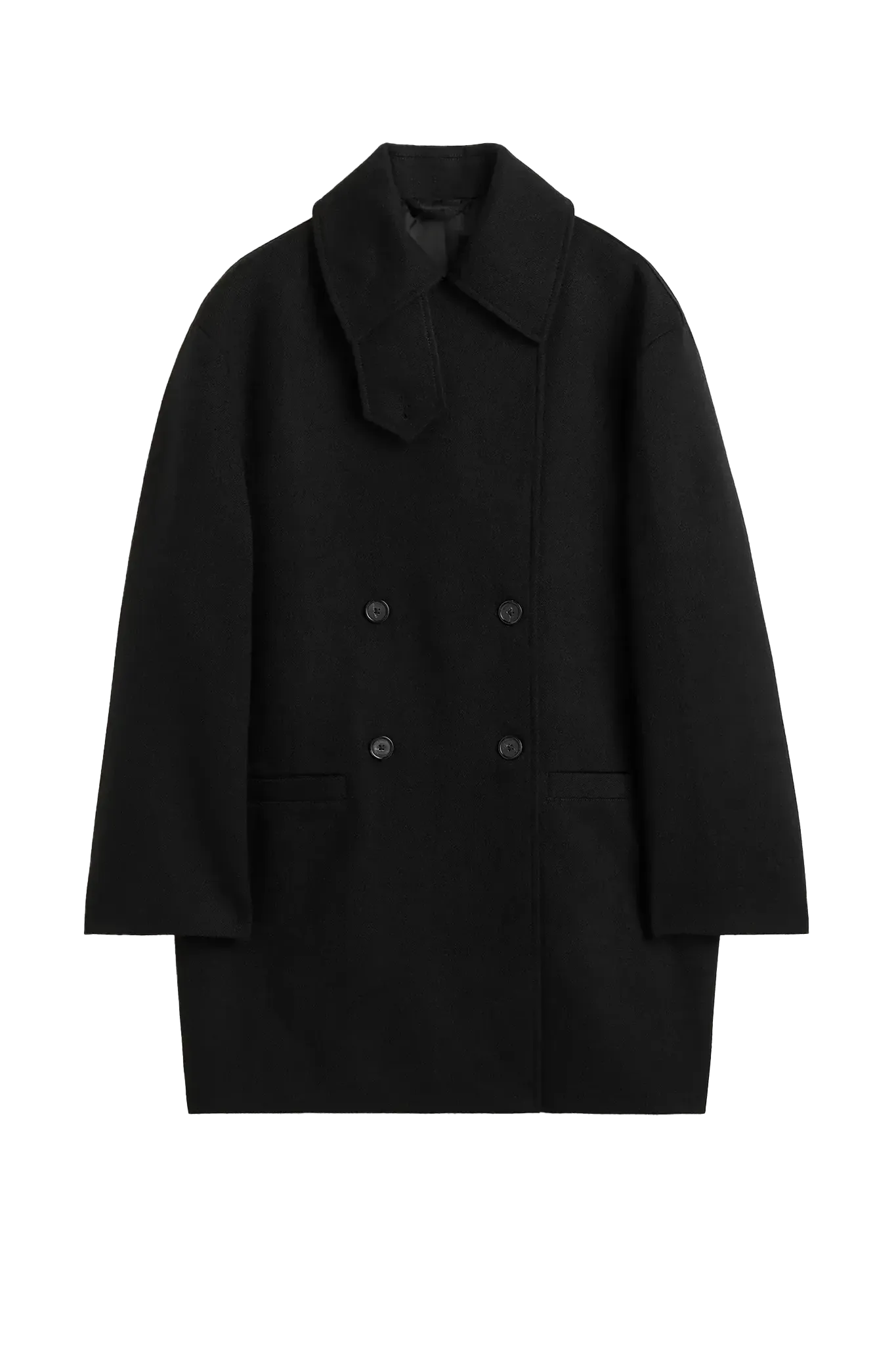 Broad Peacoat Coat in Black