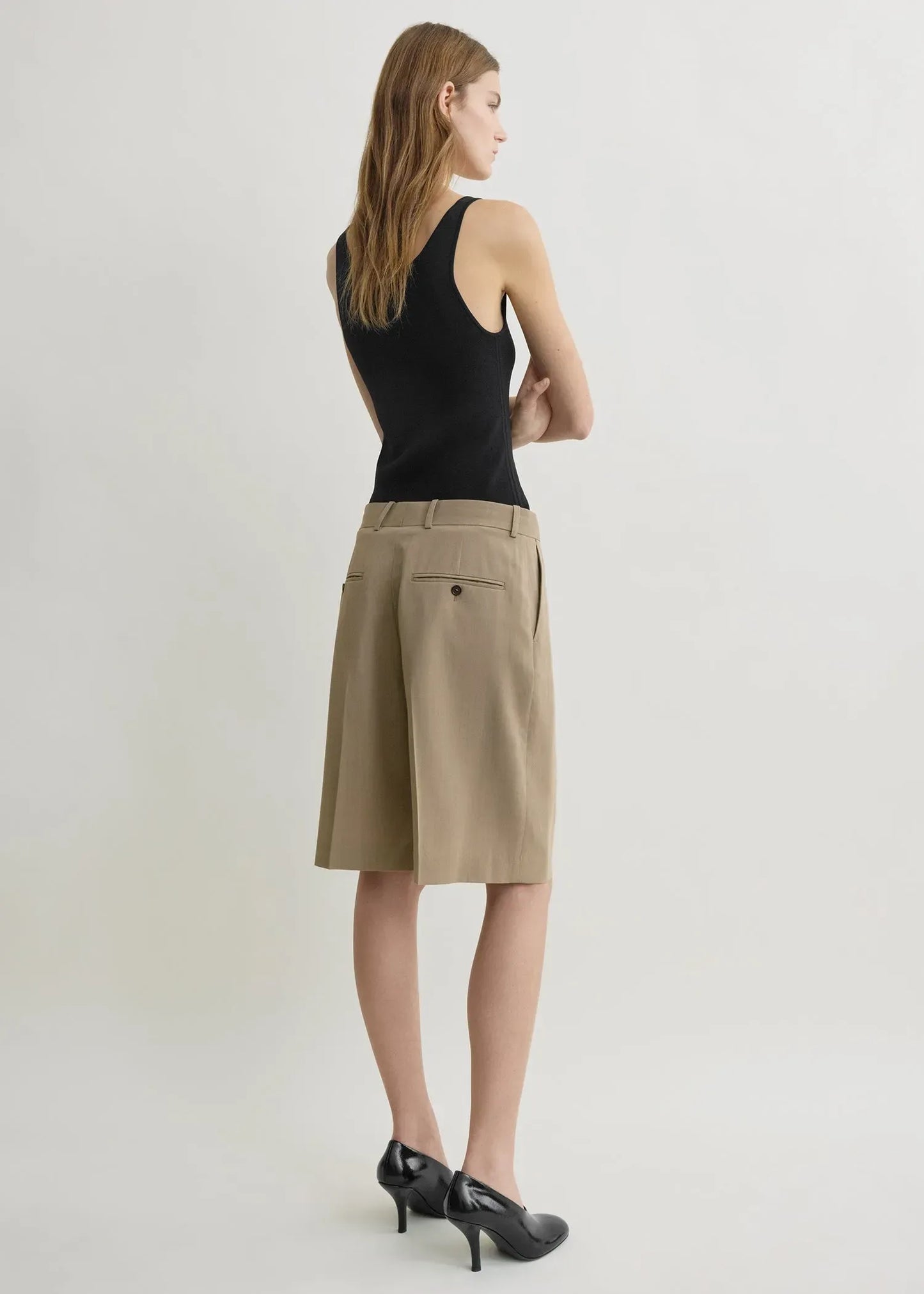 Wide Fluid Shorts in Taupe