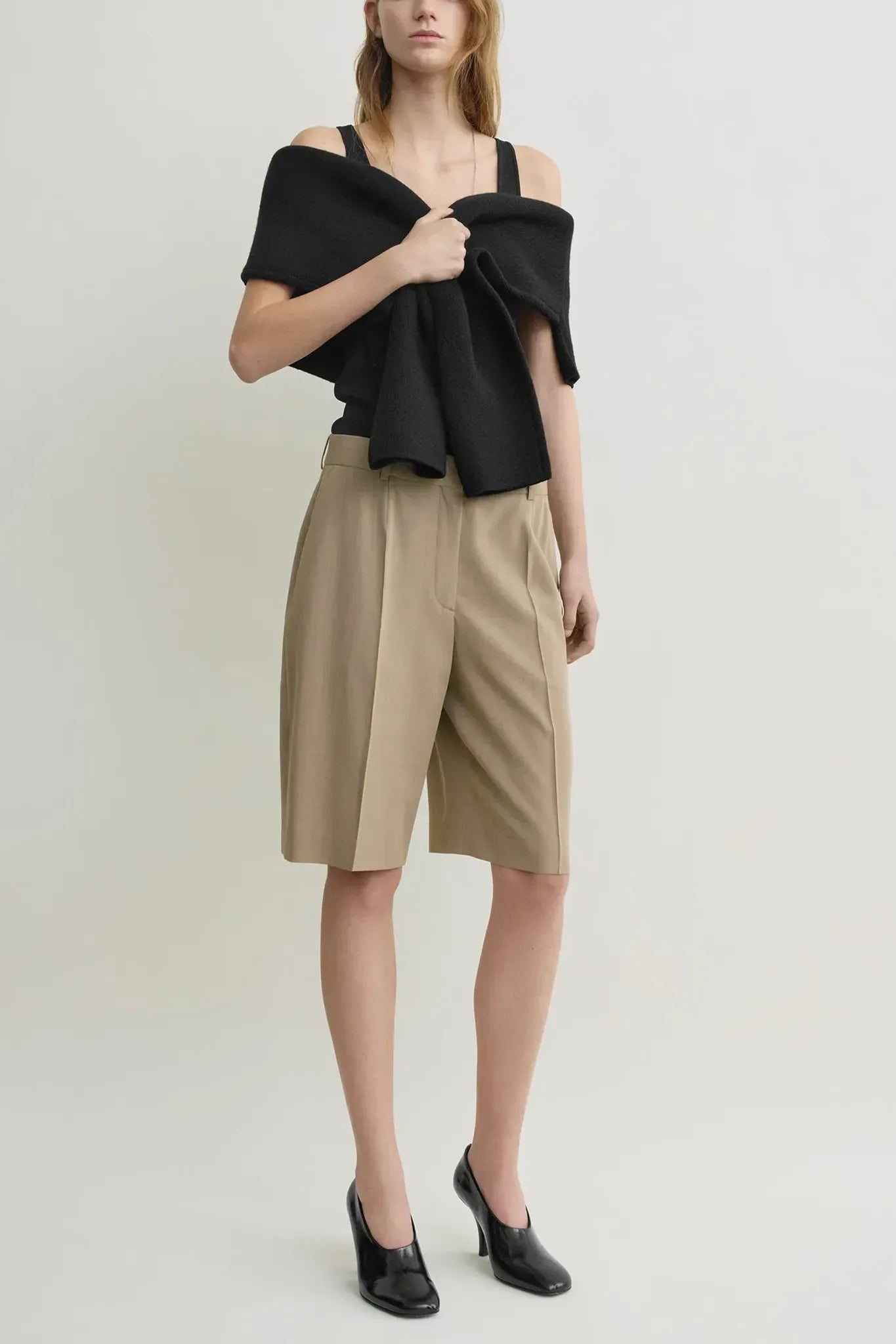 Wide Fluid Shorts in Taupe